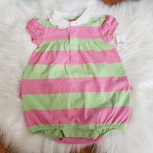 Ralph Lauren baby stripe romper with ruffles